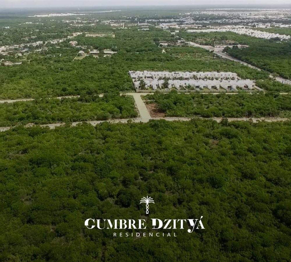 Vista aérea de Cumbre Dzitya terrenos residenciales en Mérida Yucatán
