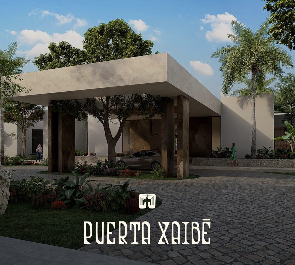 Render de entrada de Puerta Xaibé terrenos residenciales premium en Mérida Yucatán